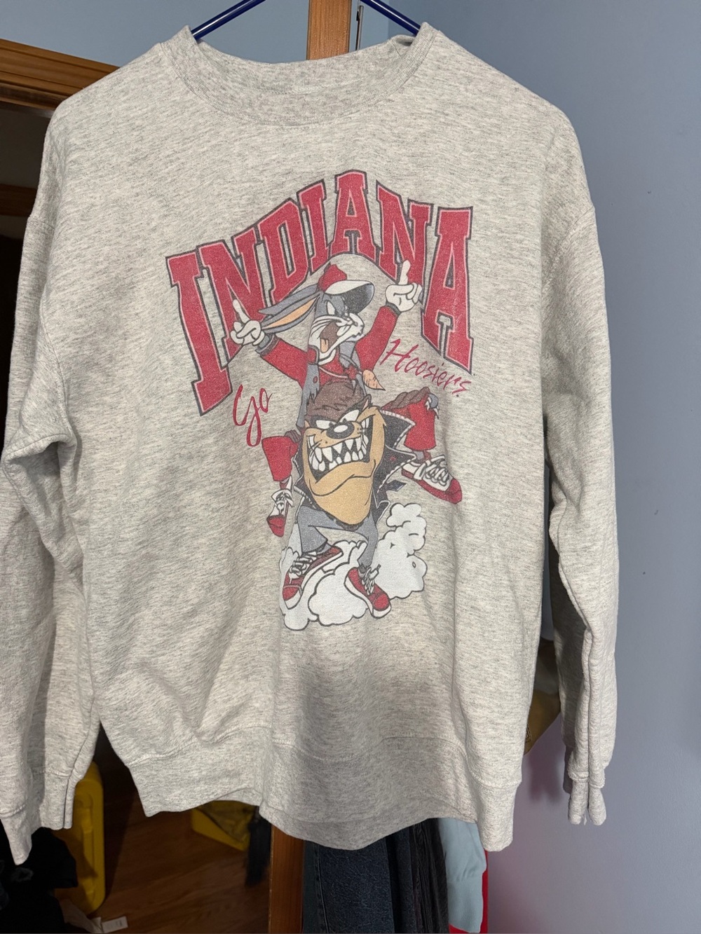 Gildan Gray Indiana Hoosiers Graphic Crewneck Sweatshirt